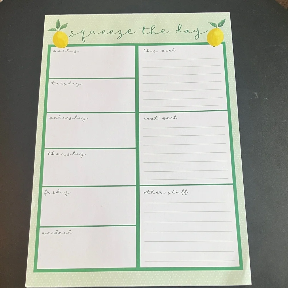 Lemon-Themed Checklist Notepad and weekly planner pad